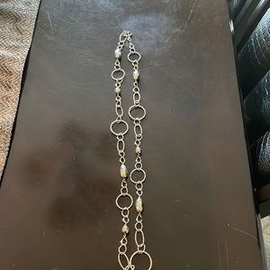 Long silver color necklace